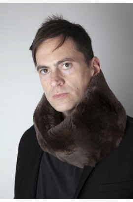 Dark brown rex fur neck warmer - Unisex